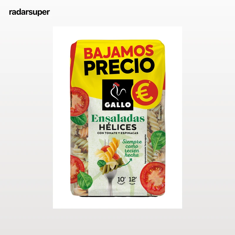Helices vegetales tomate y espinacas Gallo 400g