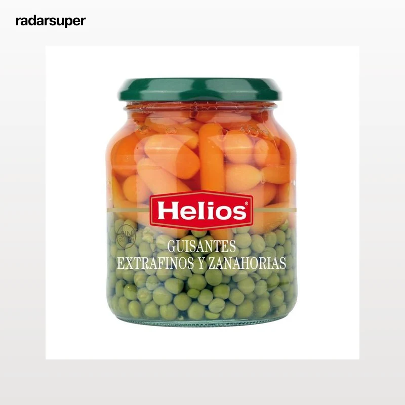 HELIOS Guisantes extrafinos y zanahorias frasco de 230 g.