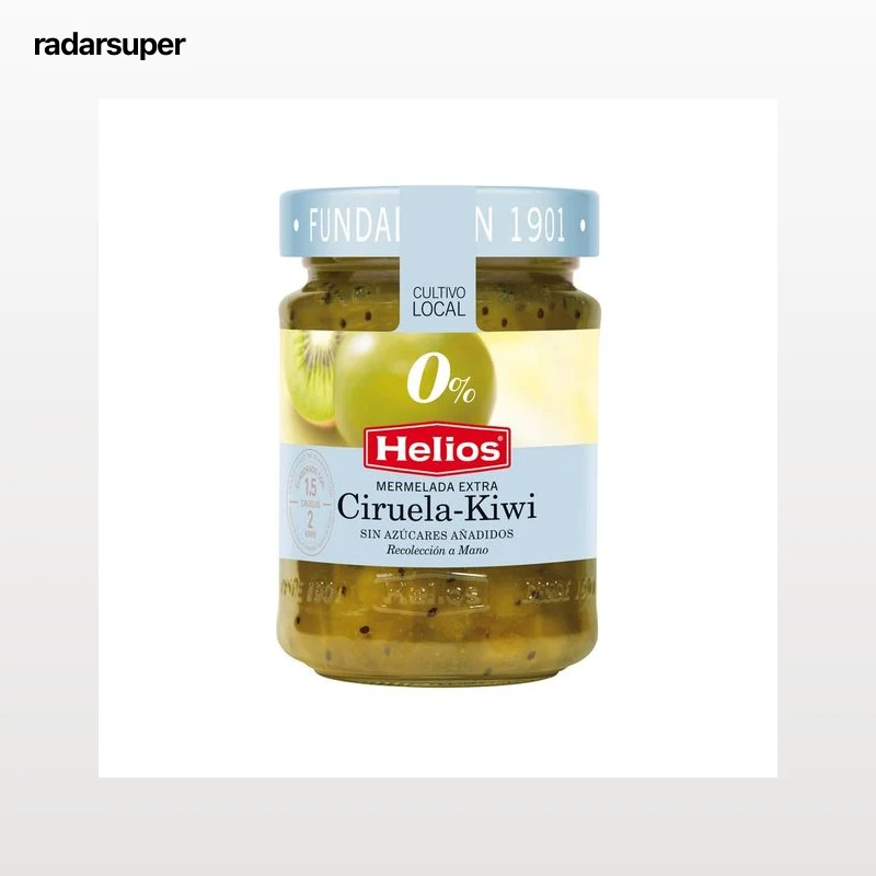 HELIOS Mermelada de ciruela y kiwi diet con stevia, sin azúcares añadidos y sin gluten 280 g.