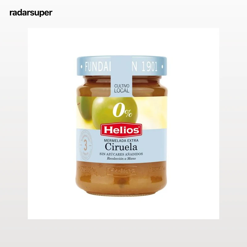 HELIOS Mermelada de ciruela, sin azúcar añadido 280 g.