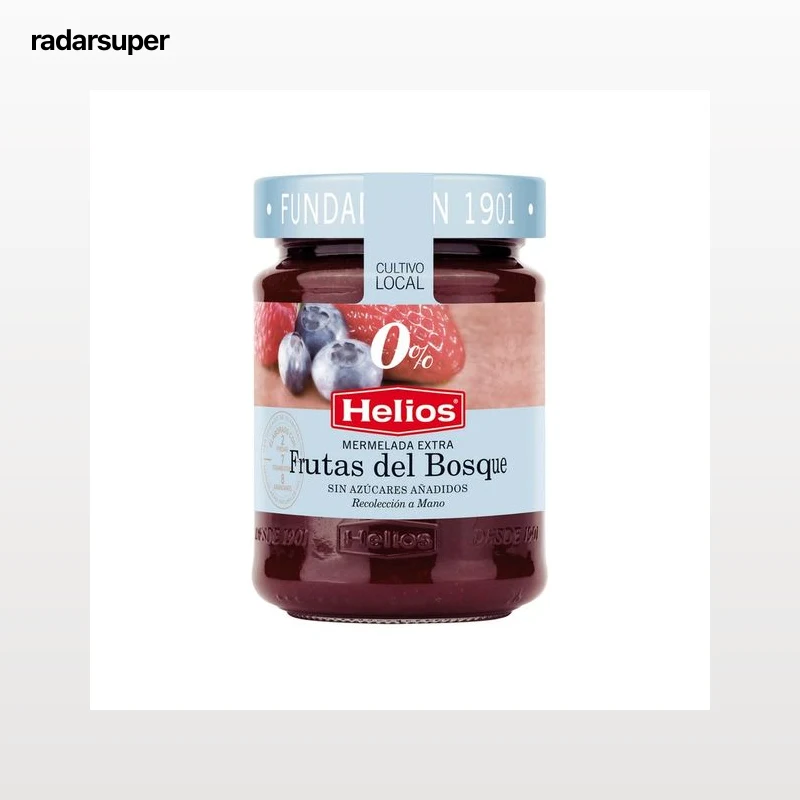HELIOS Mermelada de frutas del bosque, sin azúcar añadido 280 g.