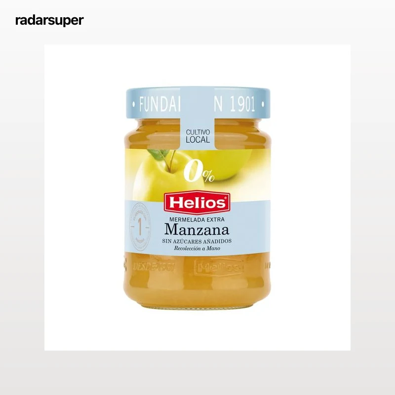 HELIOS Mermelada de manzana, sin azúcar añadido 280 g.
