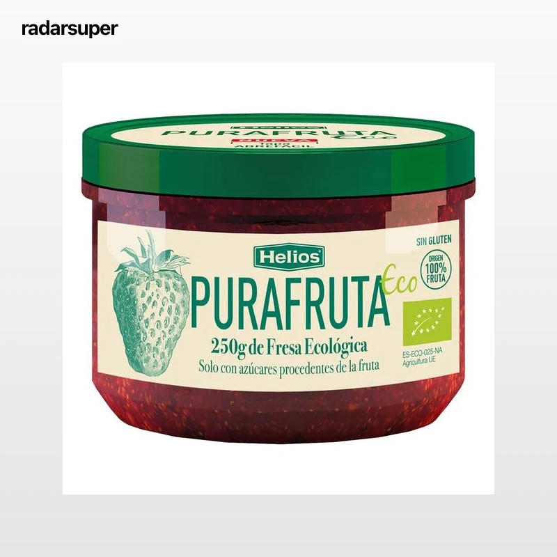 HELIOS Puré fresas ecológicas, con azúcar procedente de la fruta 250 g.