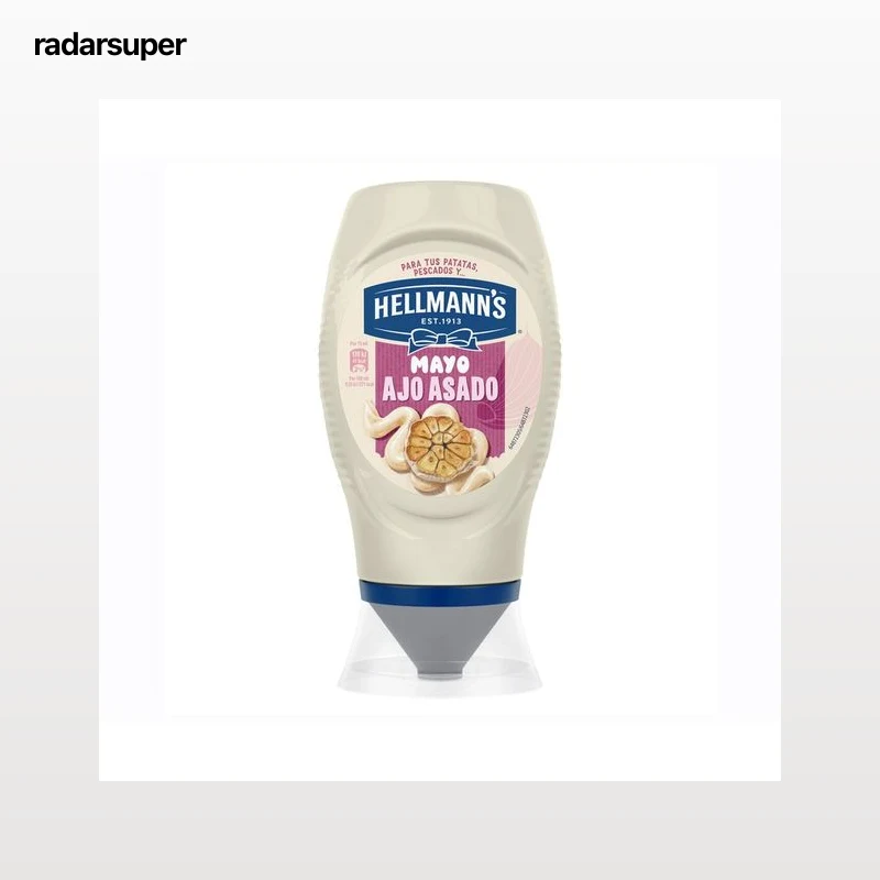 HELLMANN"S Mayonesa sabor ajo, bocabajo 250 ml.Mayonesa sabor ajo, bocabajo 250 ml. Mayonesa sabor ajo, bocabajo 250 ml.