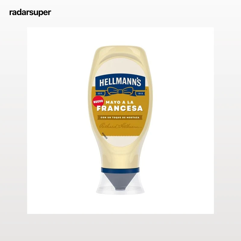 HELLMANN'S Salsa Mayonesa con mostaza formato bote bocabajo 430ml.
