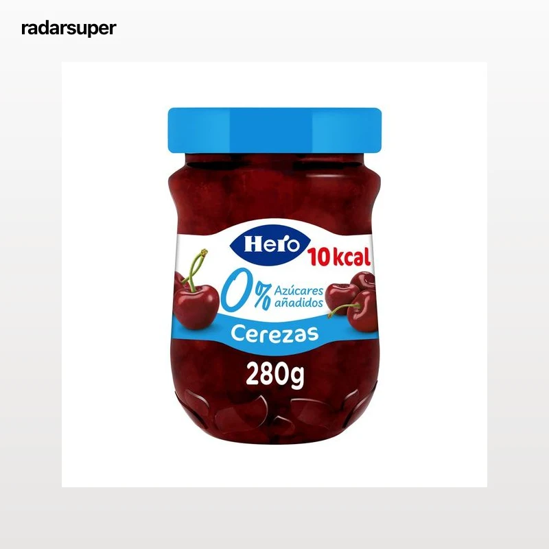 HERO 0% Mermelada de cereza light sin azúcares añadidos 280 g.