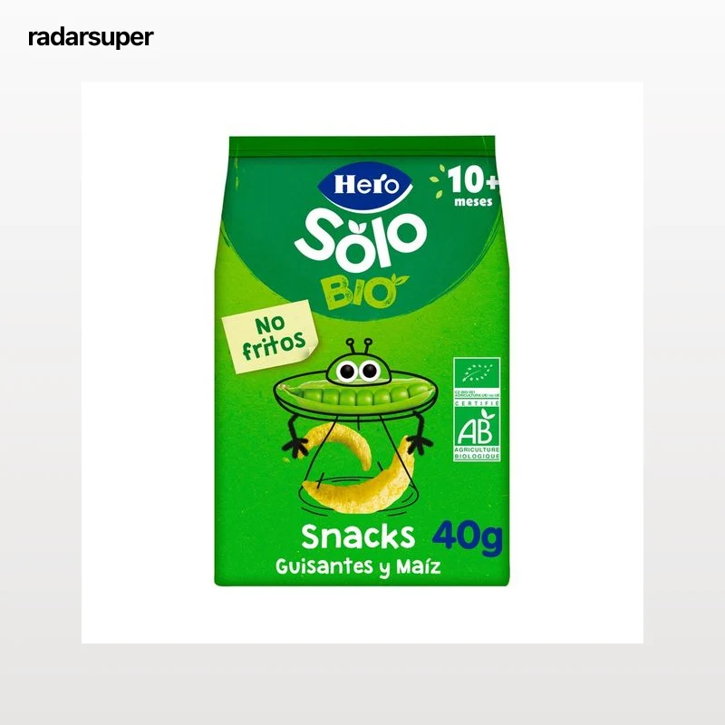 HERO Solo bio Snacks de guisantes y maíz de origen 100% ecológicos, a partir de 10 meses 40 g.