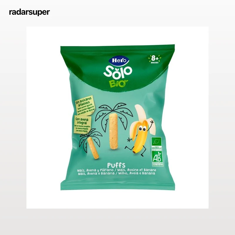 HERO Solo bio Snacks infantiles de maiz, avena y plátano ecológicos, a partir de 8 meses 25 g.