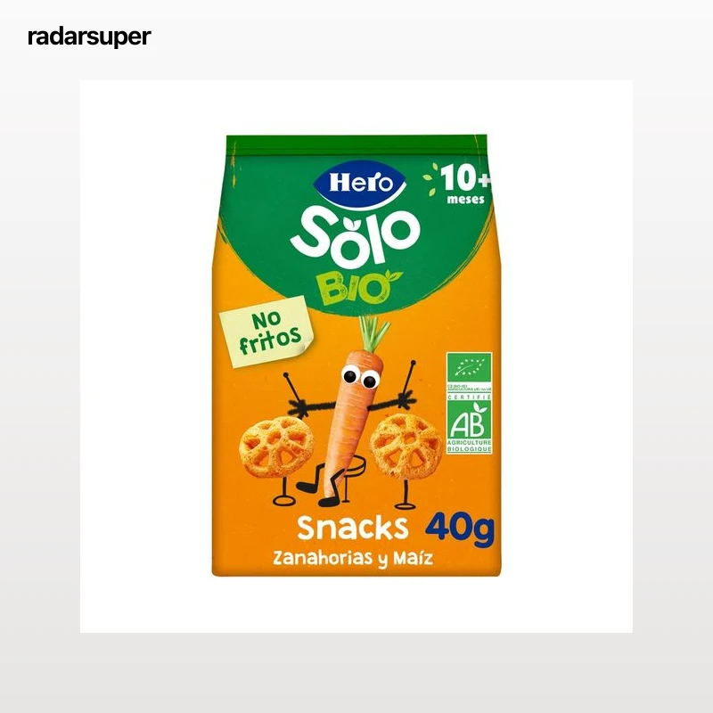 HERO Solo bio Snacks no frtios de zanahoras y maíz de origen ecológico, a partir de 10 meses 40 g.