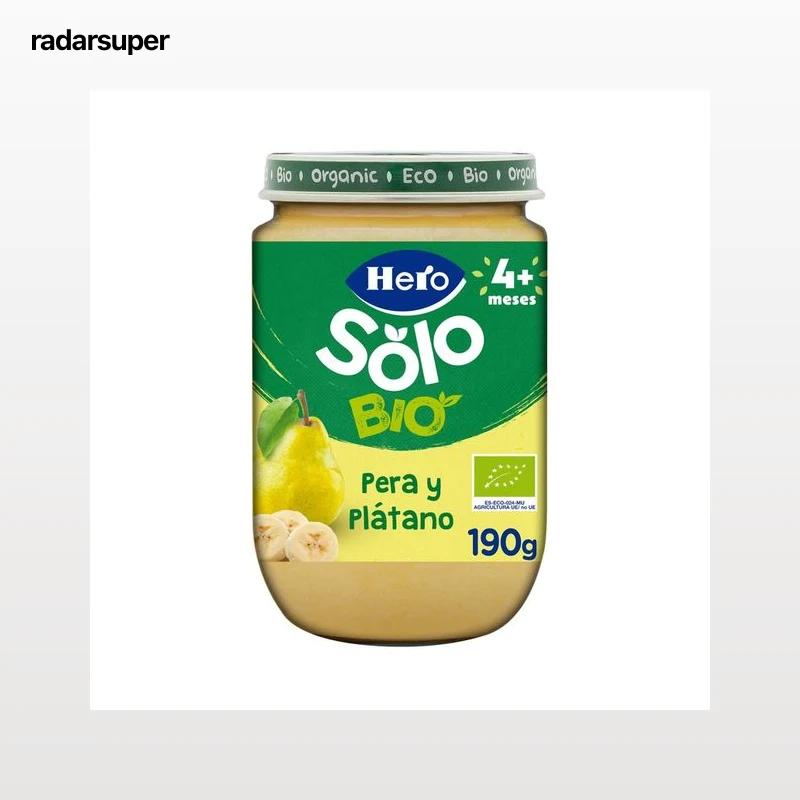 HERO Solo Bio Tarrito de fruta (pera y plátano), ecológicas a partir de 4 meses 190 g