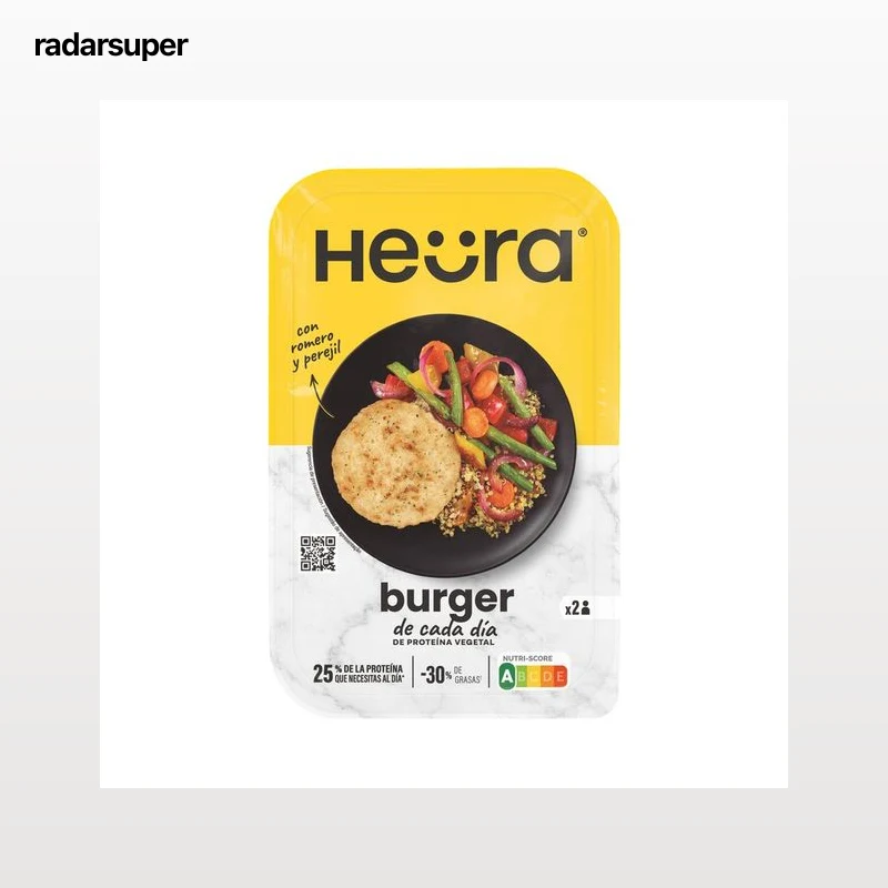 HEÜRA Burger vegetal a base de proteína de soja con romero y perejil 180 g.