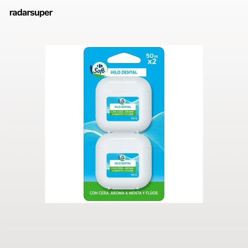 Hilo dental Carrefour Soft pack de 2 unidades de 50 m.