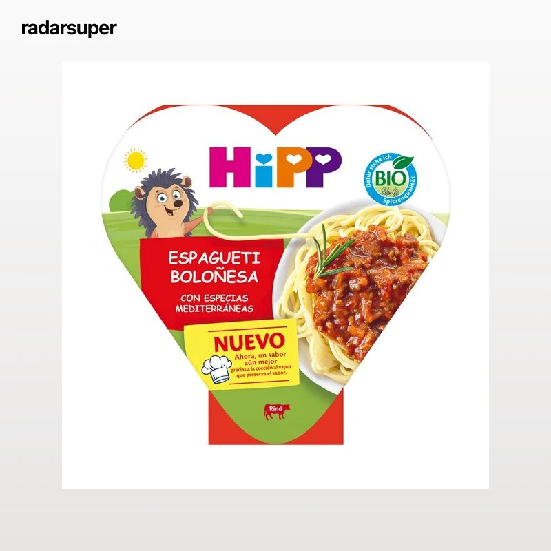 HIPP Bio Espaguetis a la Boloñesa con especias mediterráneas, a partir de 1 año 250 g.