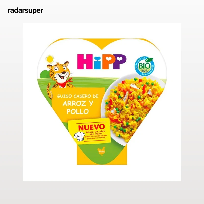 HIPP Bio Guiso casero de arroz ecológico con verduras y pollo, a partir 12 meses 250 g.