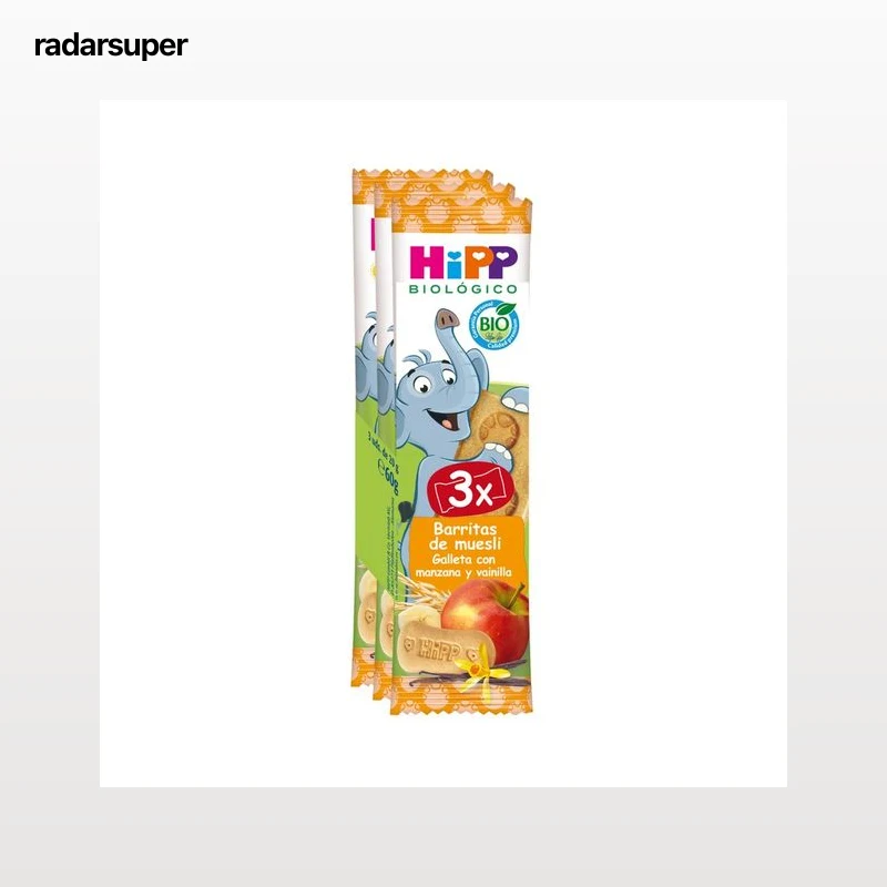 HIPP Biológico Barritas de cereales biológicos con fruta (manzana) y vainilla a partir de 12 meses 3 x 20 g.