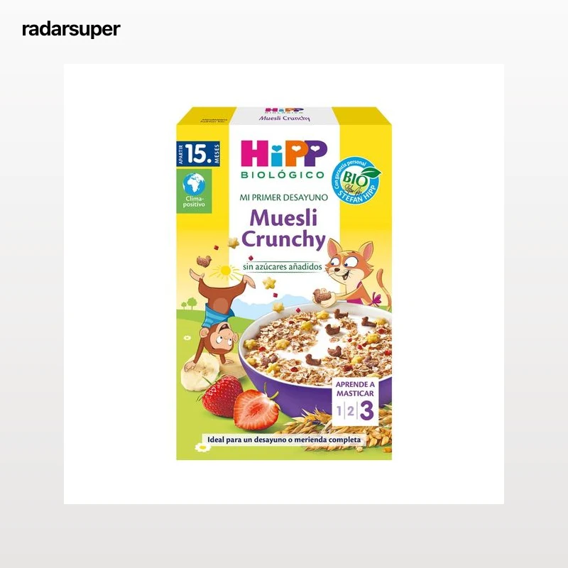 HIPP Biológico mi primer desayuno Muesli crunchy de origen ecológico, sin azúcares añadidos, a partir de 15 meses 200 g.