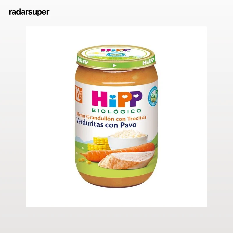 HIPP Biológico Tarrito (con trocitos) de verduritas ecológicas con pavo, a partir de 12 meses 220 g.