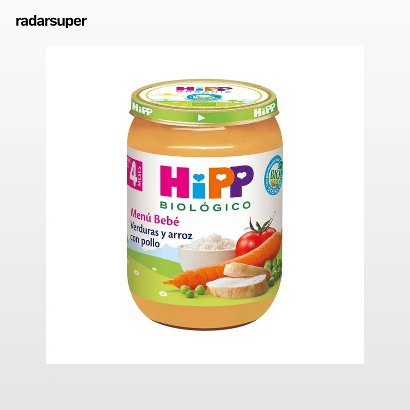 HIPP Biológico Tarrito de verduras y arroz con pollo ecológico, a partir de 4 meses 190 g.