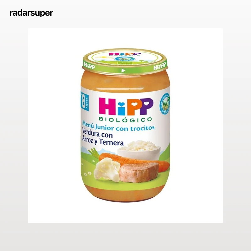 HIPP Biológico Tarrito de verduras con arroz y ternera ecológica, a partir de 8 meses 220 g.
