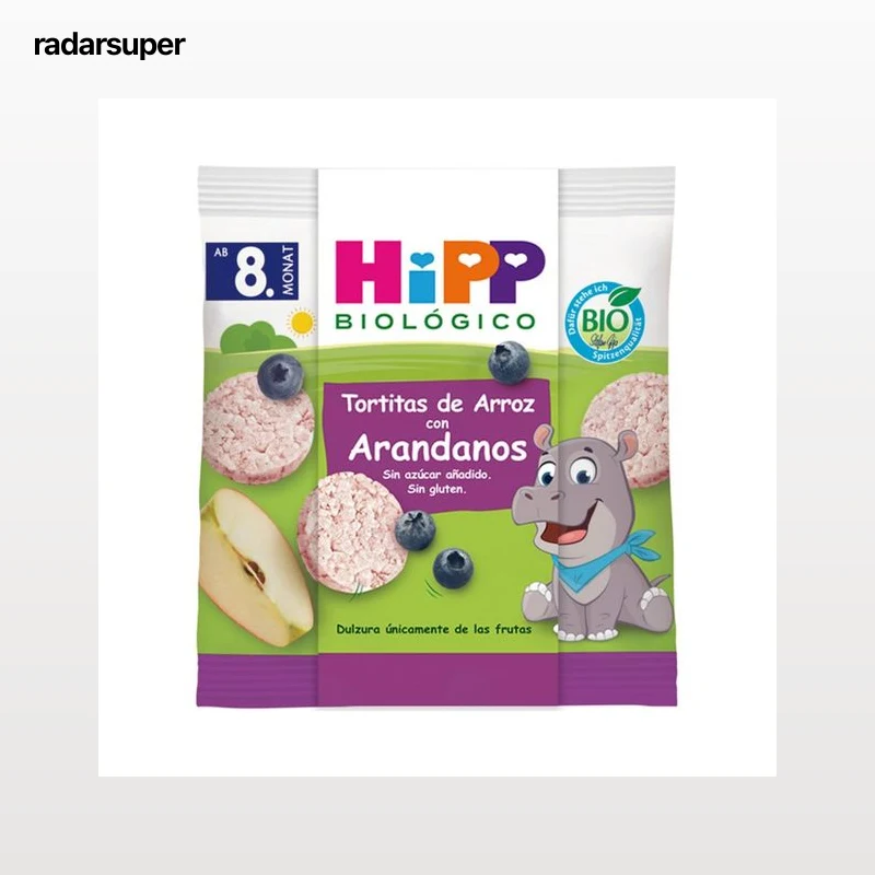 HIPP Biológico Tortitas de arroz con arándanos ecológicos, a partir de 8 meses 30 g.