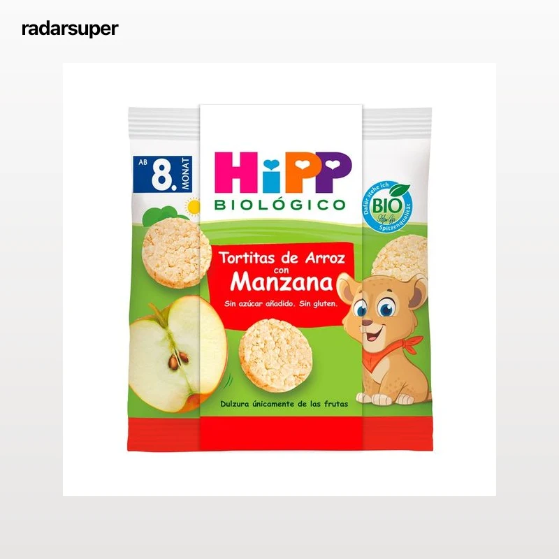 HIPP Biológico Tortitas de arroz con manzana ecológicas, a paritr de 8 meses 30 g.