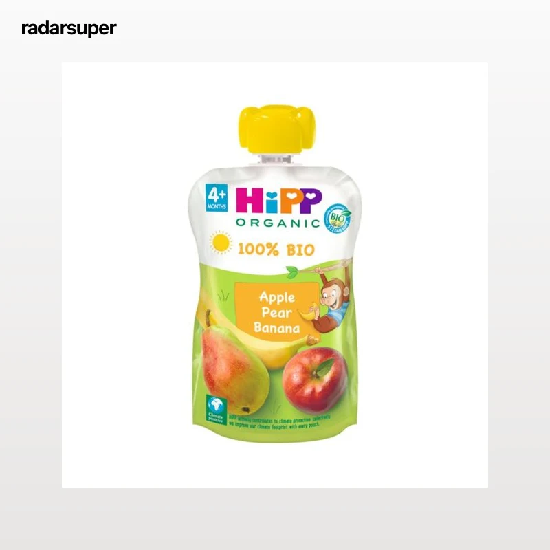 HIPP Organic Bolsita de frutas ecológicas (manzana, pera y plátano), a partir de 4 meses 100 g.