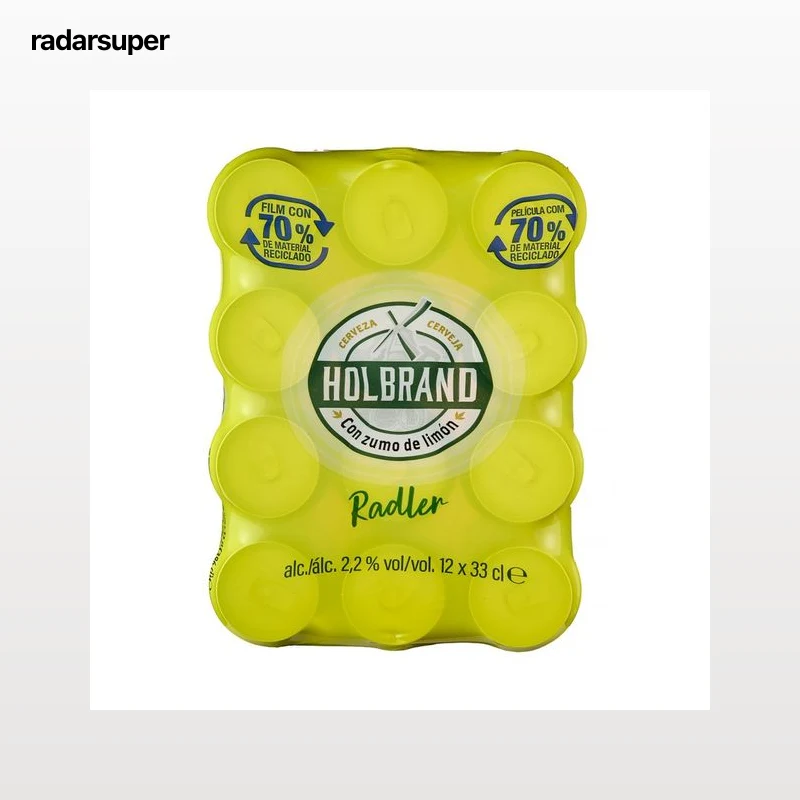 HOLBRAND Cerveza radler con zumo de limón 33 cl pack 12 latas.
