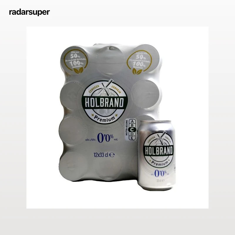 HOLBRAND Cerveza sin alcohol  pack de 12 latas de 33 centilitros.