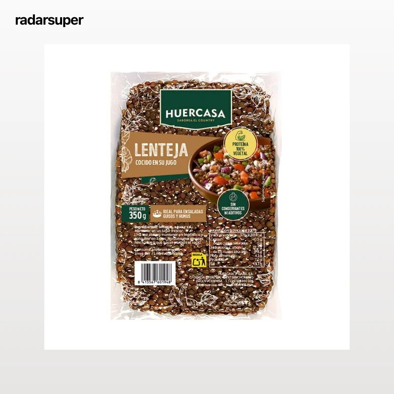 HUERCASA Lenteja cocida al vapor 350 g.