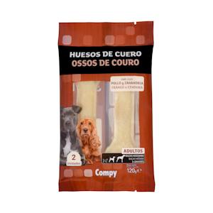 Huesos de cuero con pollo y zanahoria perro adulto