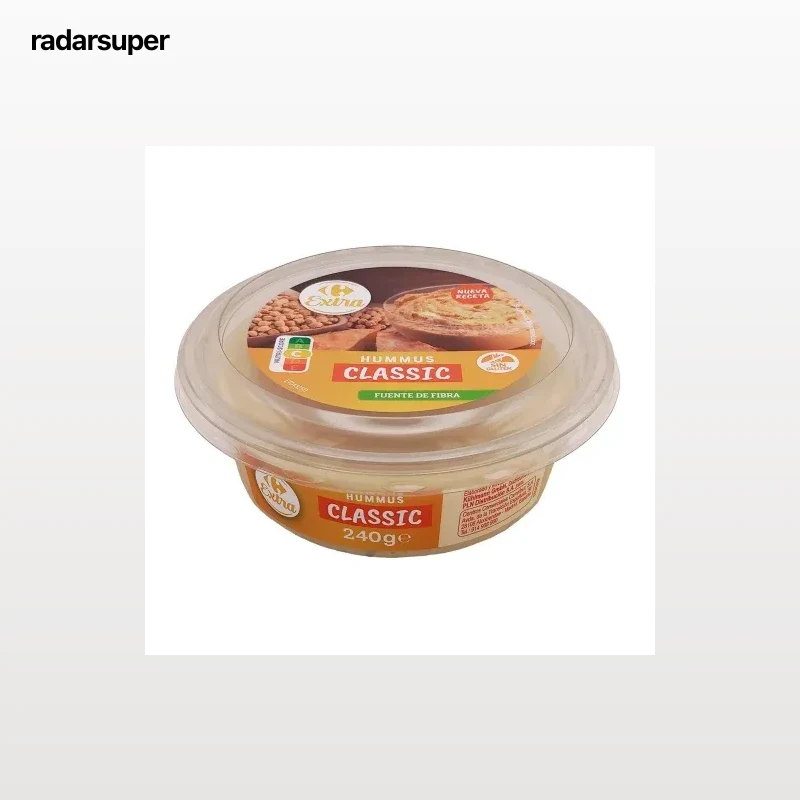 Hummus de garbanzos clásico Carrefour Extra sin gluten 240 g.