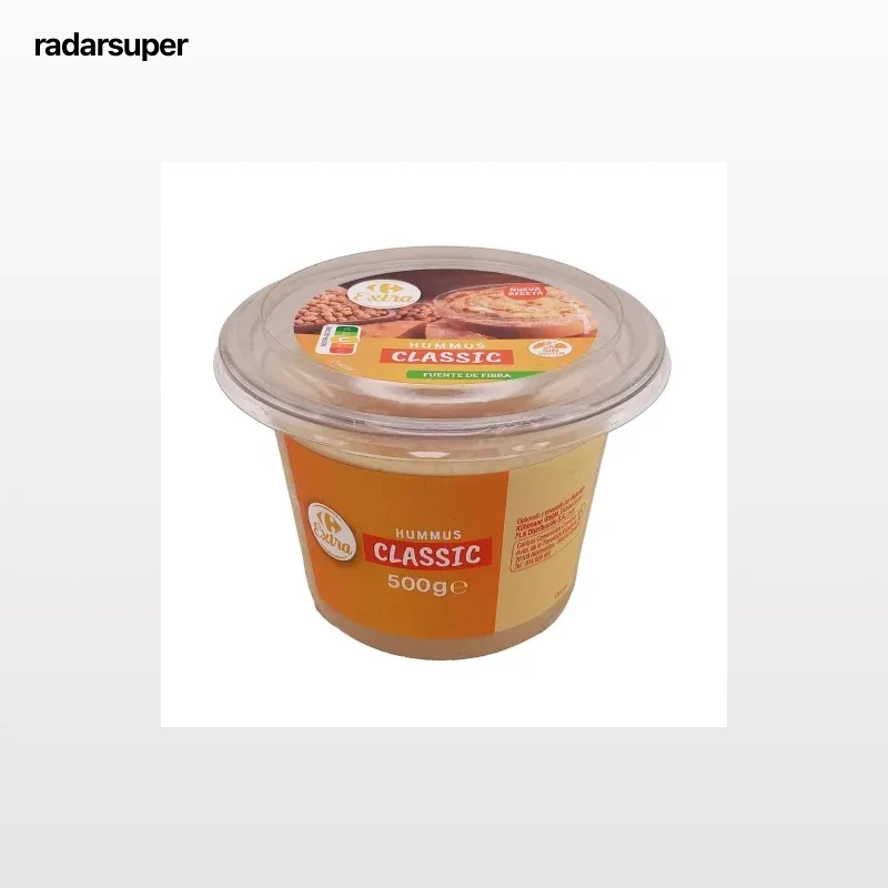 Hummus de garbanzos clásico Carrefour Extra sin gluten 500 g.
