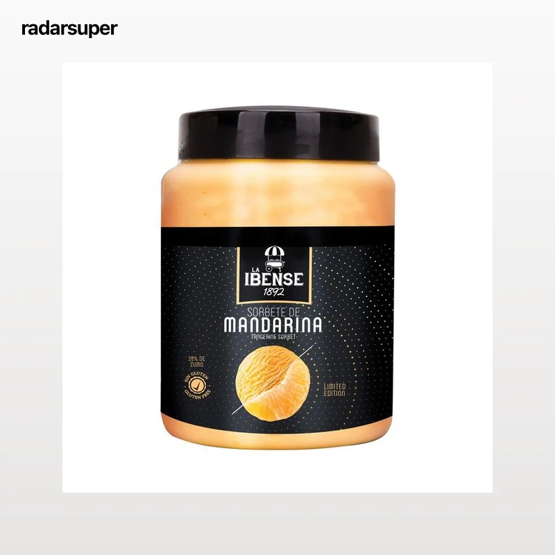 LA IBENSE 1892 Tarrina de helado de sorbete de mandarina, elaborado sin gluten 1 L.