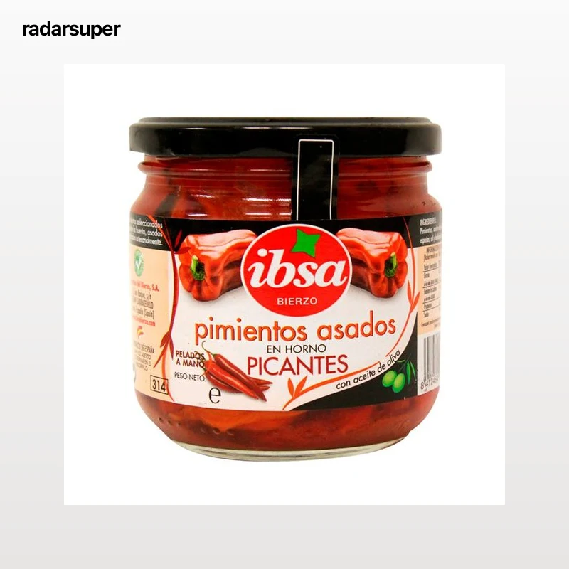 IBSA Pimientos asados picantes en horno frasco de 285 g.