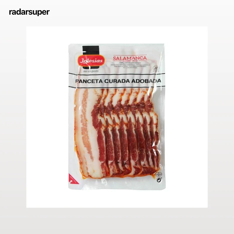 IGLESIAS Panceta adobada y curada cortada en finas lonchas IGLESIAS 80 g.