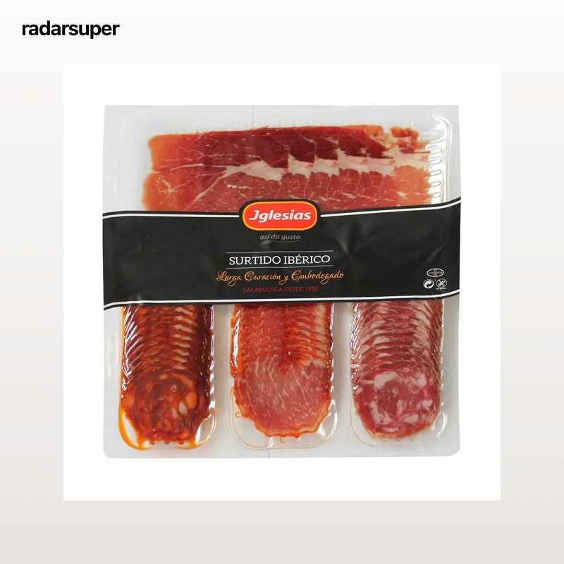 IGLESIAS Surtido de ibéricos de cebo compuesto por lomo, chorizo, salchichón y jamón (50% raza ibérica) IGLESIAS 200 g.