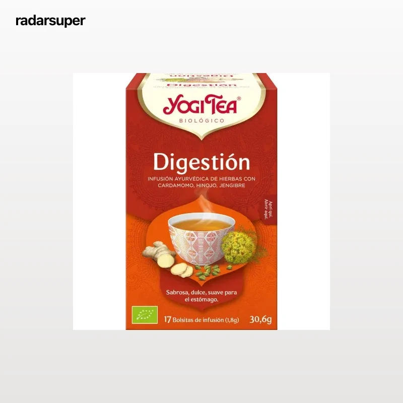 Infusión ayurvédica de hierbas con cardamomo, hinojo y jengibre en bolsitas ecológica Yogi Tea 17 ud.