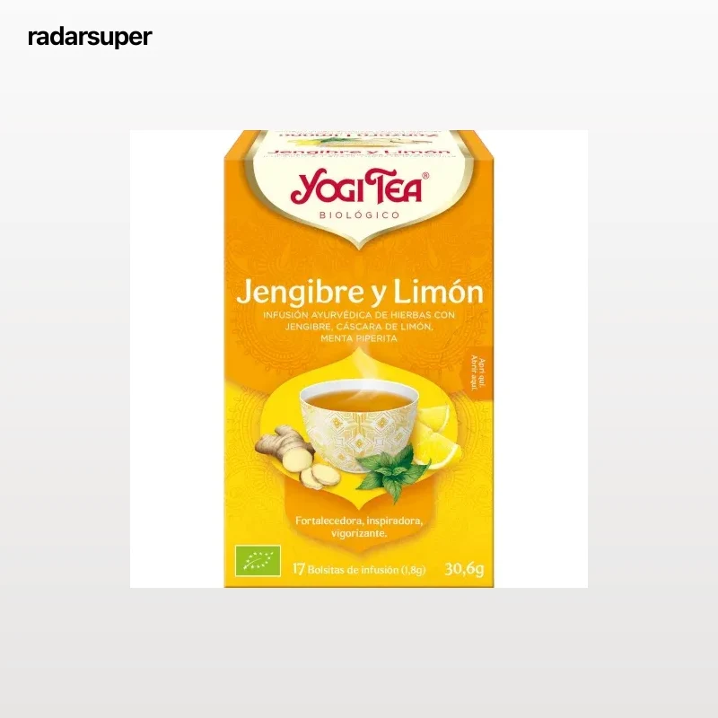 Infusión ayurvédica de hierbas con jengibre, cáscara de limón y menta piperita en bolsitas ecológica Yogi Tea 17 ud.