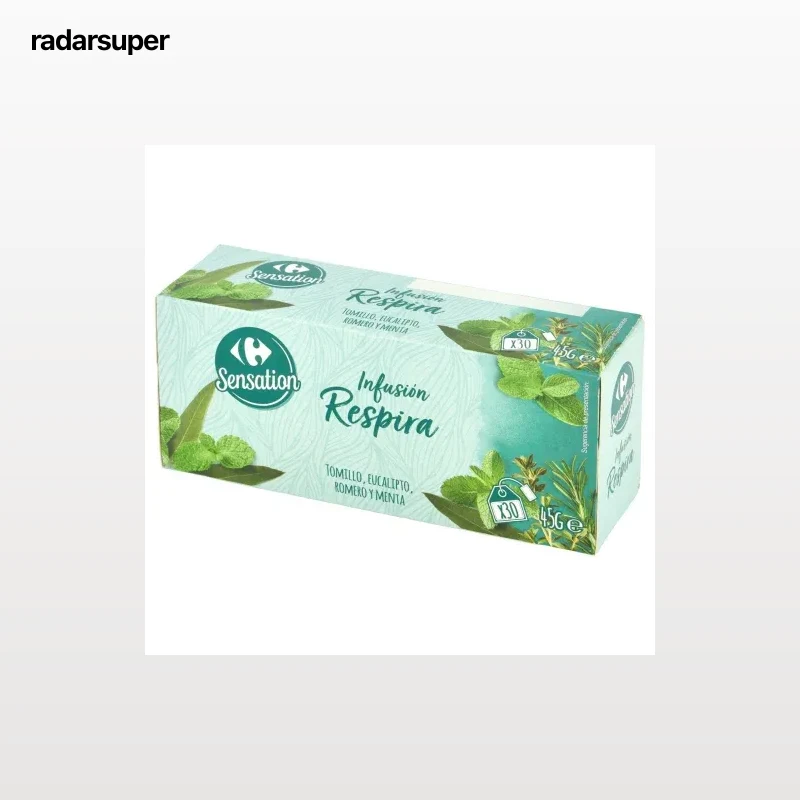 Infusión con tomillo, eucalipto, romero y menta en bolsitas Respira Carrefour Sensation 30 ud.