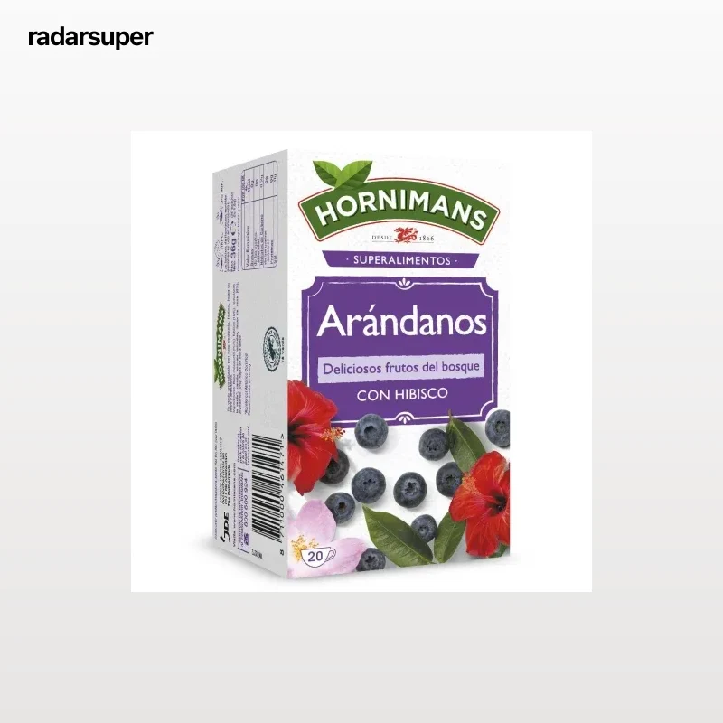 Infusión de arándanos con hibisco, rosa mosqueta y zarzamora en bolsitas Hornimans 20 ud.