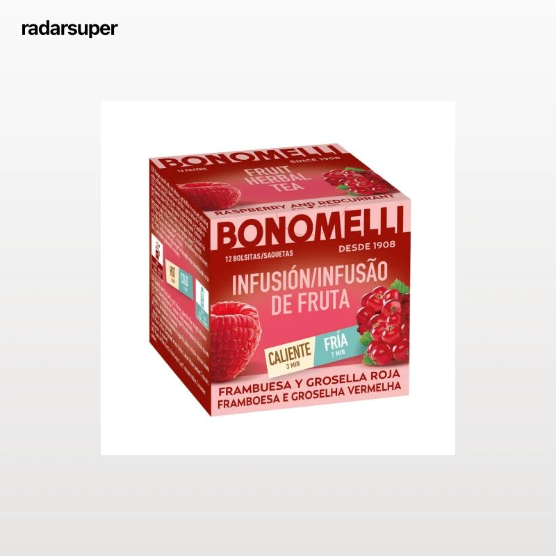 Infusión de frambuesa y grosella roja en bolsitas Bonomelli 12 ud.
