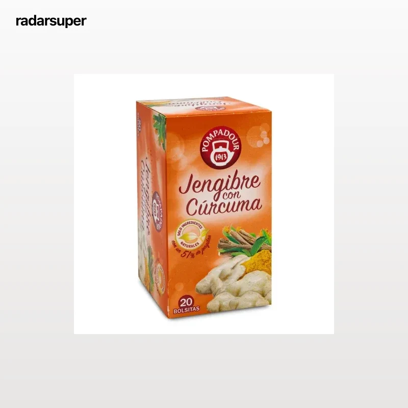 Infusión de jengibre con cúrcuma en bolsitas Pompadour 20 ud.