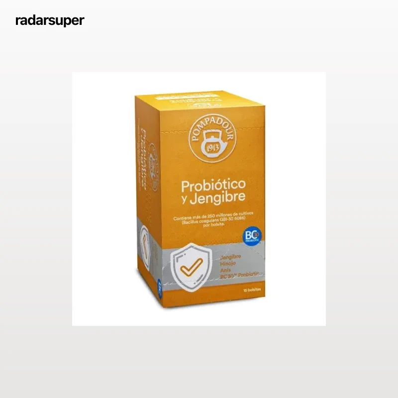 Infusión probióticos y jengibre en bolsitas Pompadur 15 ud.