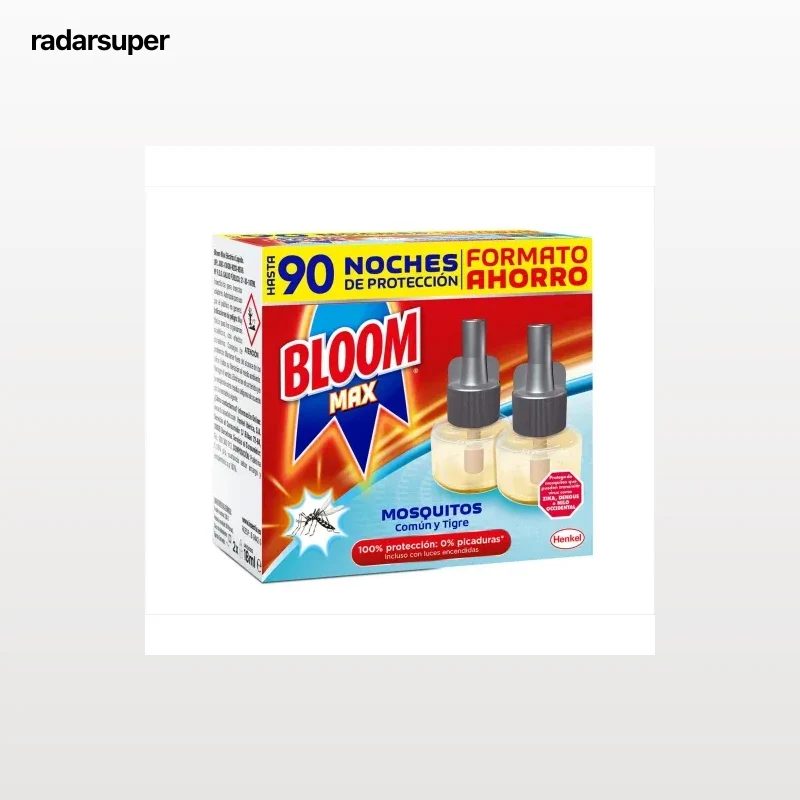 Insecticida eléctrico moscas y mosquitos común y tigre recambio Bloom Max 2 ud.