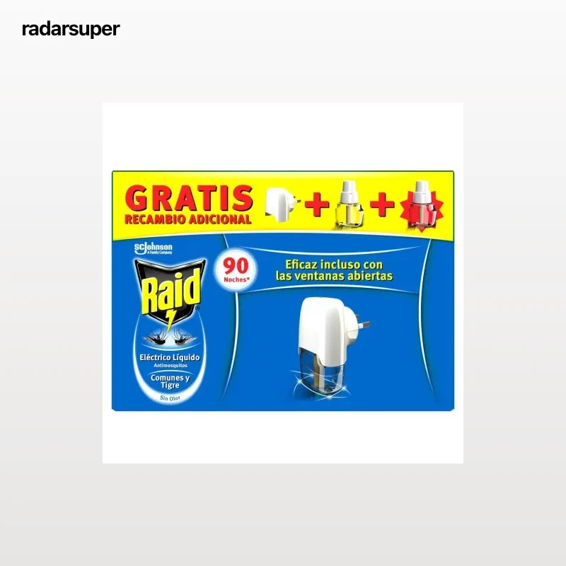 Insecticida líquido eléctrico antimosquitos comunes y tigres aparato y recambio Raid 3 ud.