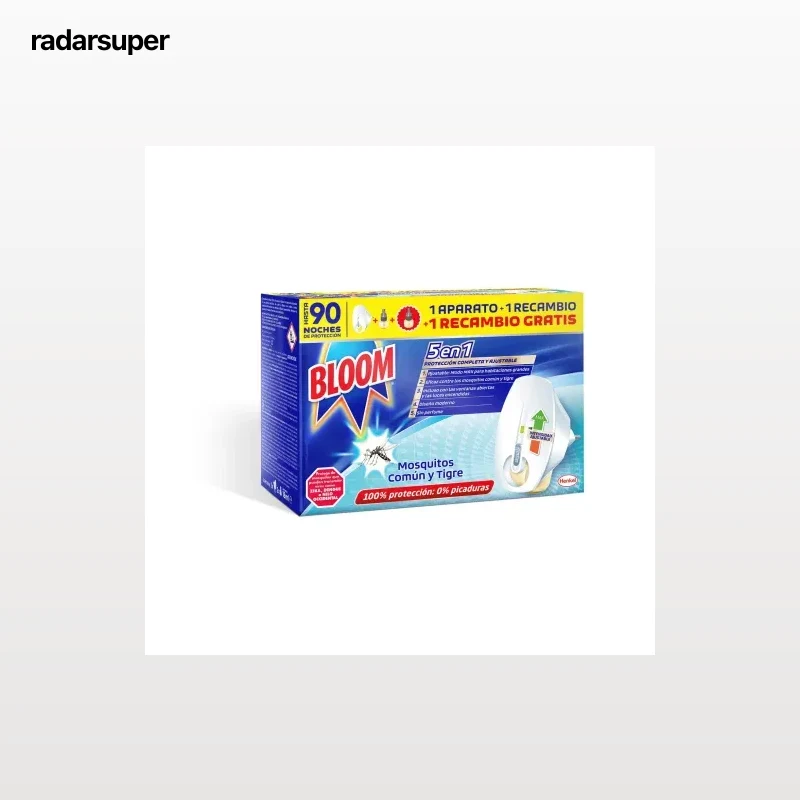 Insecticida volador eléctrico antimosquitos común y tigre  aparato + recambio Bloom 1 ud