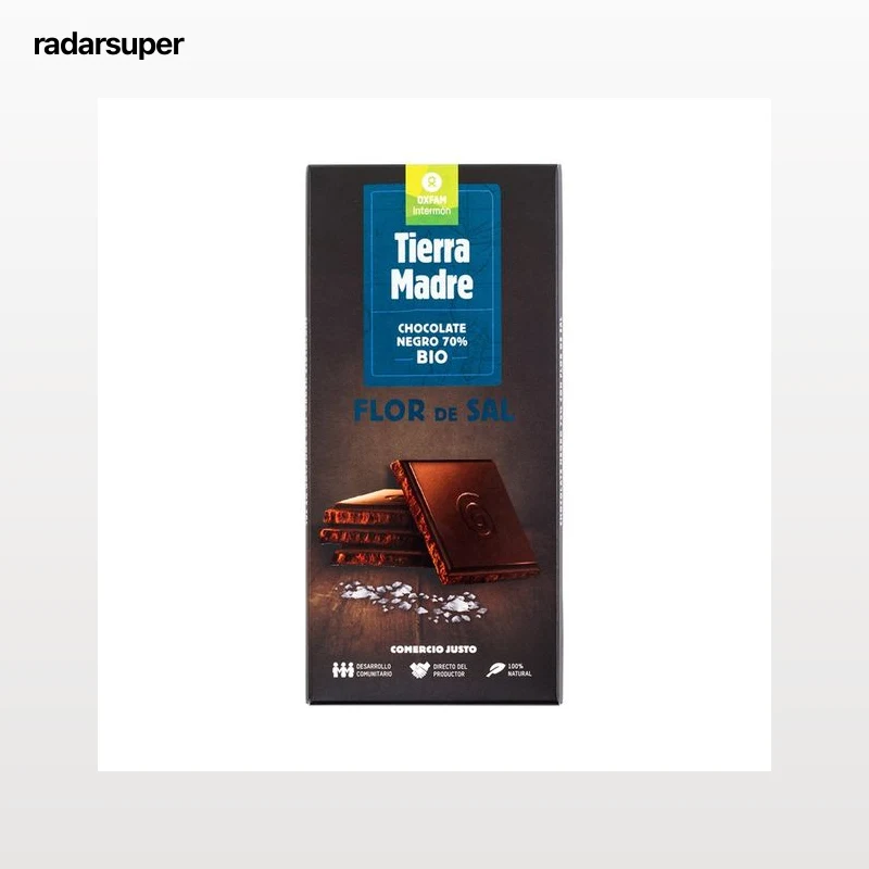 INTERMÓN OXFAM Chocolate negro 70% cacao Flor de Sal ecológico INTERMÓN OXFAM TIERRA MADRE 100 g.