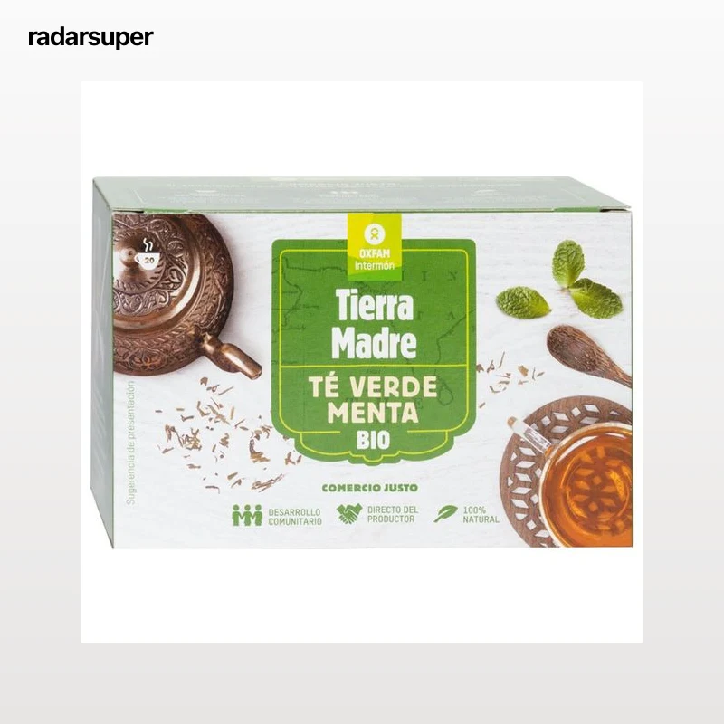 INTERMÓN OXFAM Té verde con menta de agricultura ecológica INTERMÓN OXFAM TIERRA MADRE 36 g.