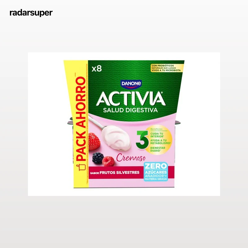 IOGURTE ACTIVIA BIFIDUS FRUTOS SILVESTRES 0% 8X115G