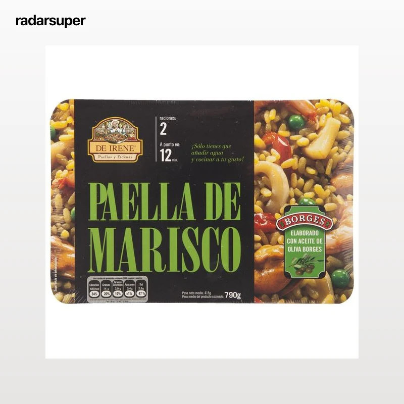 DE IRENE Paella de marisco, elaborada con aceite de oliva Borges 415 g.